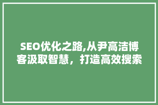SEO优化之路,从尹高洁博客汲取智慧，打造高效搜索引擎排名