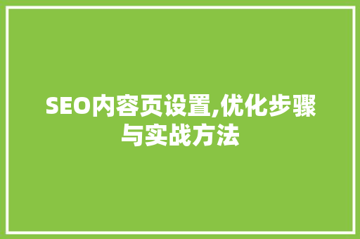 SEO内容页设置,优化步骤与实战方法