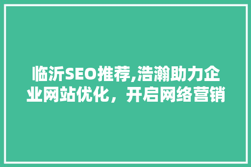 临沂SEO推荐,浩瀚助力企业网站优化，开启网络营销新篇章