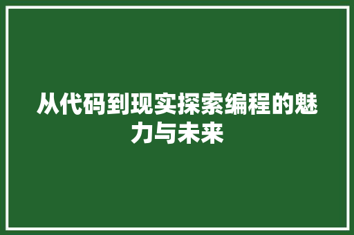 从代码到现实探索编程的魅力与未来