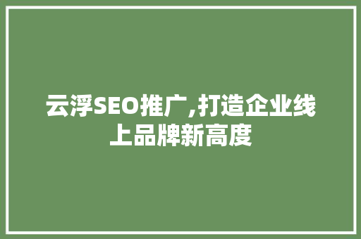 云浮SEO推广,打造企业线上品牌新高度