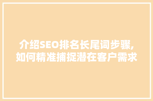 介绍SEO排名长尾词步骤,如何精准捕捉潜在客户需求