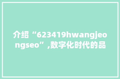介绍“623419hwangjeongseo”,数字化时代的品牌营销新思路