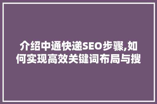 介绍中通快递SEO步骤,如何实现高效关键词布局与搜索引擎优化
