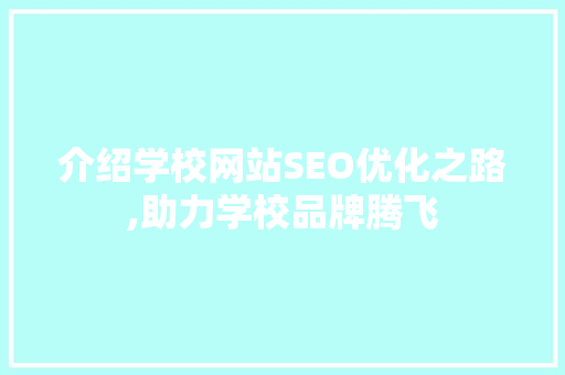 介绍学校网站SEO优化之路,助力学校品牌腾飞