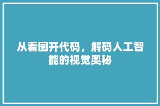 从看图开代码，解码人工智能的视觉奥秘