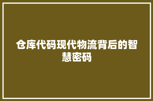 仓库代码现代物流背后的智慧密码