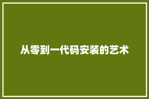 从零到一代码安装的艺术