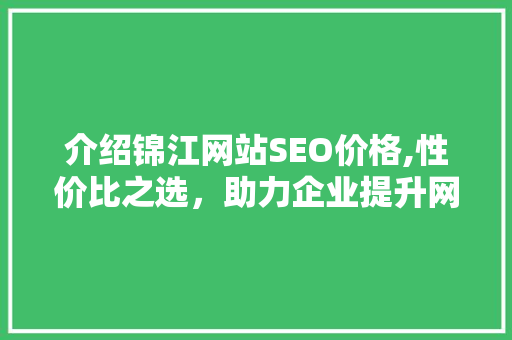 介绍锦江网站SEO价格,性价比之选，助力企业提升网络竞争力  第1张