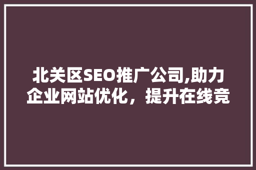 北关区SEO推广公司,助力企业网站优化，提升在线竞争力