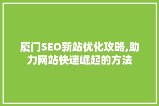 厦门SEO新站优化攻略,助力网站快速崛起的方法