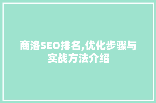 商洛SEO排名,优化步骤与实战方法介绍