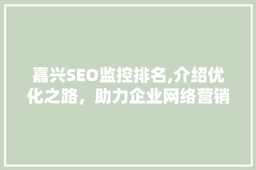 嘉兴SEO监控排名,介绍优化之路，助力企业网络营销