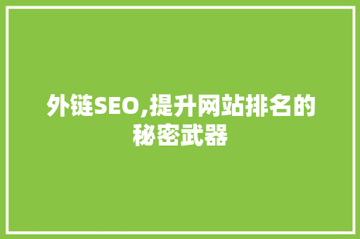 外链SEO,提升网站排名的秘密武器