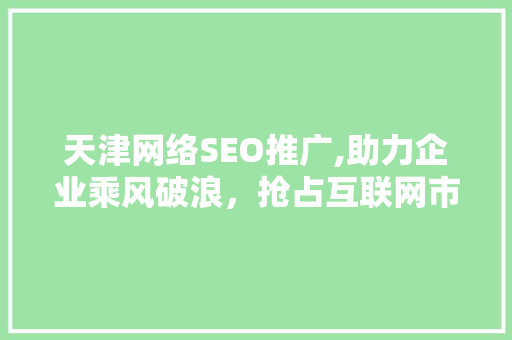 天津网络SEO推广,助力企业乘风破浪，抢占互联网市场先机