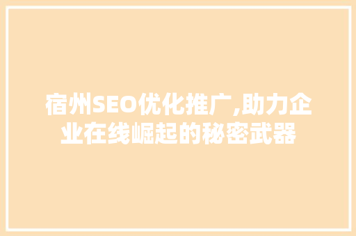 宿州SEO优化推广,助力企业在线崛起的秘密武器