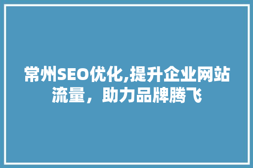 常州SEO优化,提升企业网站流量，助力品牌腾飞