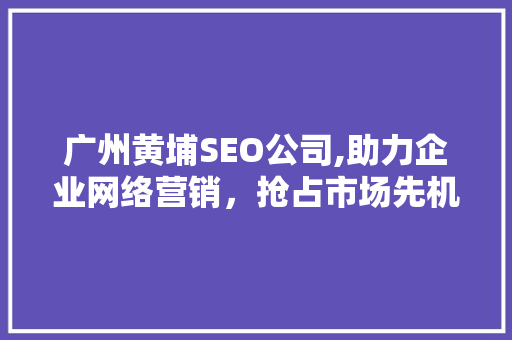广州黄埔SEO公司,助力企业网络营销，抢占市场先机