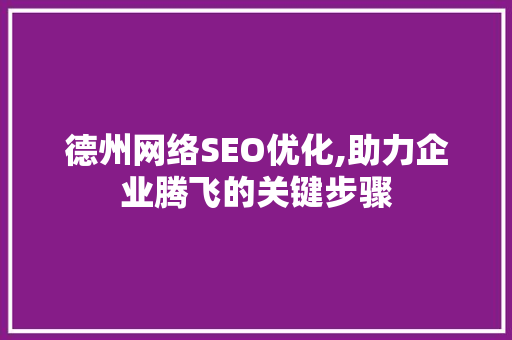 德州网络SEO优化,助力企业腾飞的关键步骤