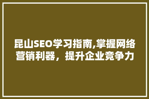 昆山SEO学习指南,掌握网络营销利器，提升企业竞争力  第1张