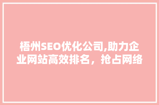 梧州SEO优化公司,助力企业网站高效排名，抢占网络市场先机