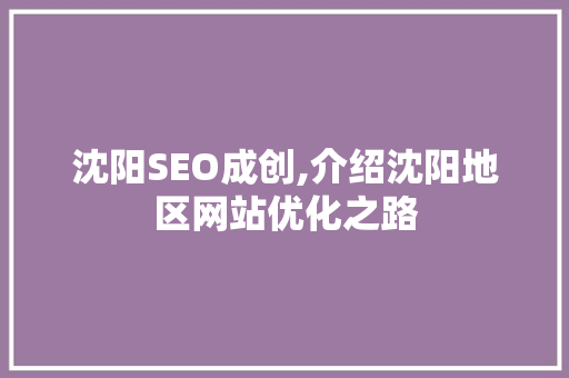 沈阳SEO成创,介绍沈阳地区网站优化之路
