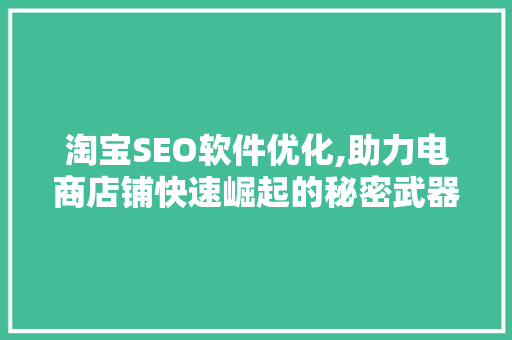 淘宝SEO软件优化,助力电商店铺快速崛起的秘密武器  第1张