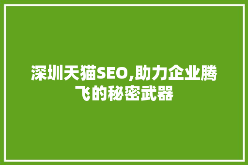 深圳天猫SEO,助力企业腾飞的秘密武器