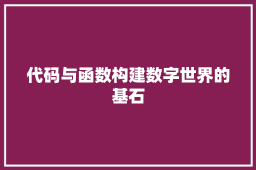 代码与函数构建数字世界的基石