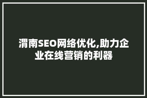 渭南SEO网络优化,助力企业在线营销的利器