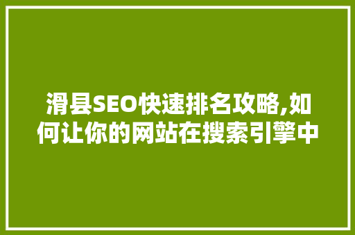 滑县SEO快速排名攻略,如何让你的网站在搜索引擎中脱颖而出