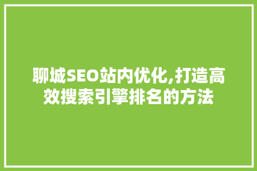 聊城SEO站内优化,打造高效搜索引擎排名的方法