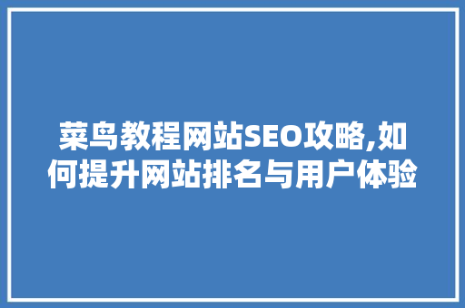 菜鸟教程网站SEO攻略,如何提升网站排名与用户体验
