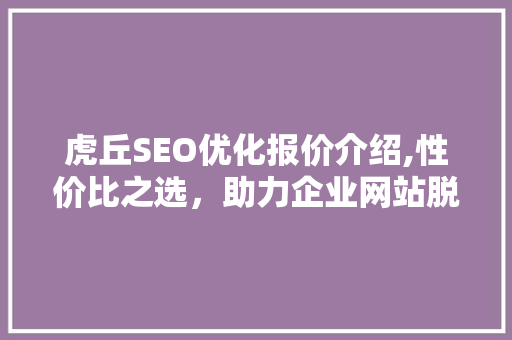 虎丘SEO优化报价介绍,性价比之选，助力企业网站脱颖而出