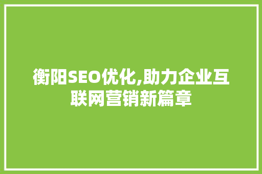 衡阳SEO优化,助力企业互联网营销新篇章  第1张