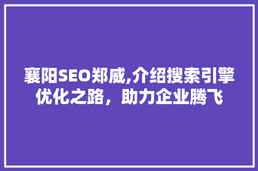 襄阳SEO郑威,介绍搜索引擎优化之路，助力企业腾飞
