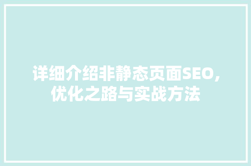 详细介绍非静态页面SEO,优化之路与实战方法