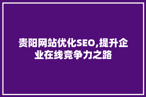 贵阳网站优化SEO,提升企业在线竞争力之路