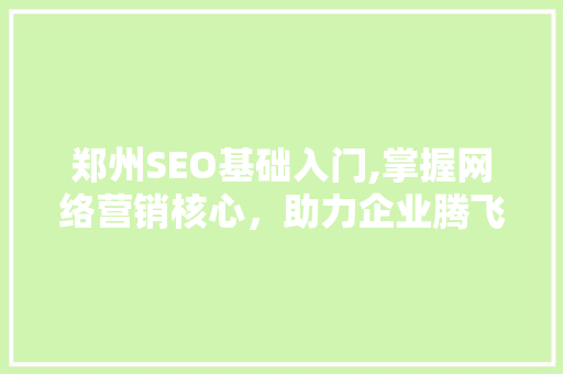 郑州SEO基础入门,掌握网络营销核心，助力企业腾飞