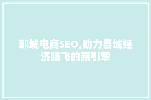 郓城电商SEO,助力县域经济腾飞的新引擎