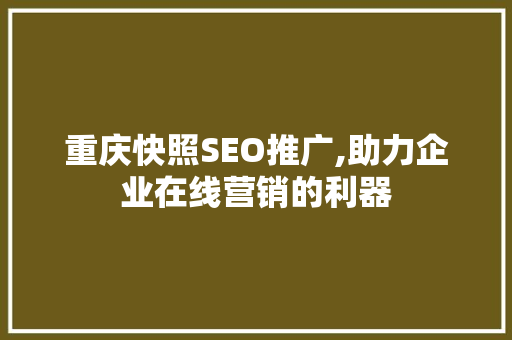 重庆快照SEO推广,助力企业在线营销的利器