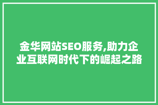 金华网站SEO服务,助力企业互联网时代下的崛起之路