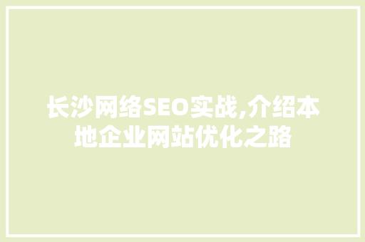 长沙网络SEO实战,介绍本地企业网站优化之路