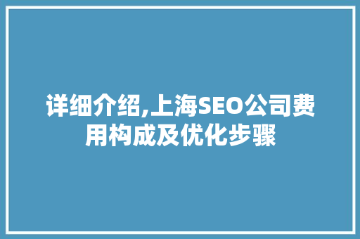 详细介绍,上海SEO公司费用构成及优化步骤