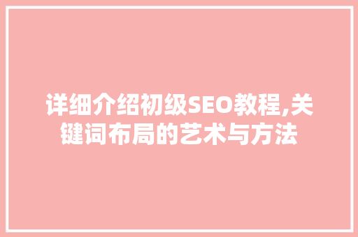 详细介绍初级SEO教程,关键词布局的艺术与方法