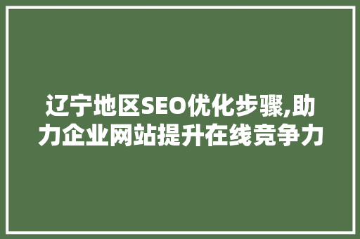 辽宁地区SEO优化步骤,助力企业网站提升在线竞争力  第1张