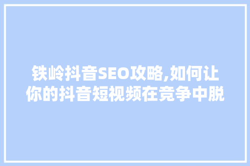 铁岭抖音SEO攻略,如何让你的抖音短视频在竞争中脱颖而出