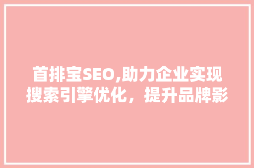 首排宝SEO,助力企业实现搜索引擎优化，提升品牌影响力