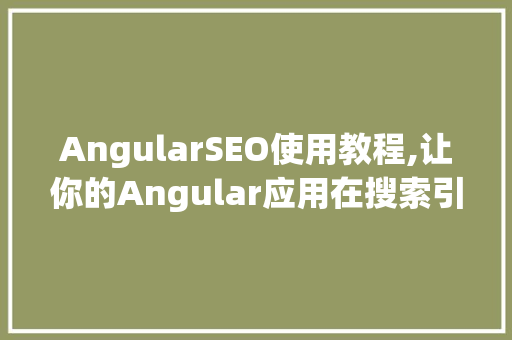AngularSEO使用教程,让你的Angular应用在搜索引擎中脱颖而出
