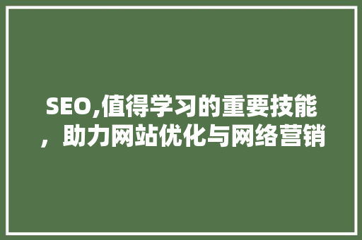 SEO,值得学习的重要技能，助力网站优化与网络营销
